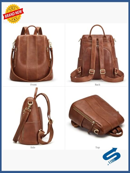 Genuine Leather Backpack Purse for Women Antitheft Rucksack 3-in-1 Bag main image 7